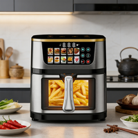 Friteuse à air sans huile 1400W avec logo personnalisé, panier antiadhésif sans PTFE de 16L, 10 préréglages, protection contre la surchauffe, poignée froide au toucher, vente en gros