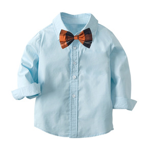 conjunto de ropa para niños, camisas de manga larga azul + Mono, conjunto de 2 uds, conjunto de trajes para niños y caballeros - Product Image 2
