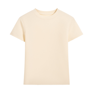 T-shirt à manches courtes et col rond pour femme, haut en pur coton doux et confortable - Product Image 3