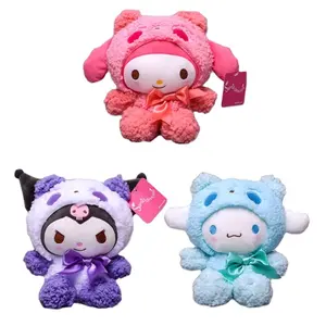 8" Plushies: Cinnamon, Kuroumi and My Melody Cross-Dressed Panda Stuffed Animal Doll, Cute Cartoon Anime Plush toy