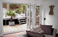 Portes pliantes en aluminium avec verre Low-E, isolation thermique, résistance au vent, pour jardin, villa, hôtel, hôtellerie, projets de construction