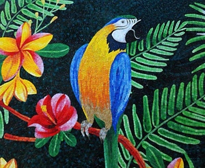Directo de fábrica personalizado colorido pájaro azul vidrio mosaico loro Mural mosaico <span class=keywords><strong>azulejo</strong></span> - Product Image 2
