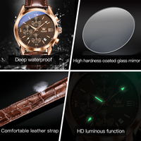 Jam Tangan Quartz Olevs 2872 Mewah Tiga Jarum dengan Tali Kulit Asli, Casing Baja Anti Karat, Grosir Custom dari China untuk Pria