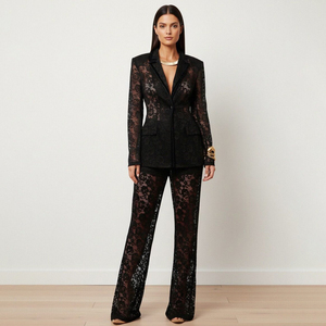 Costume <span class=keywords><strong>de</strong></span> blazer en dentelle sur mesure pour femmes pour les événements formels, <span class=keywords><strong>pantalon</strong></span>-veste, tenue <span class=keywords><strong>de</strong></span> <span class=keywords><strong>soirée</strong></span>, ensemble pour femmes - Product Image 3