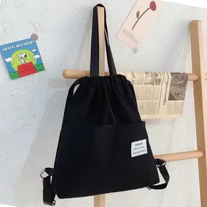 Bolsas de cordón personalizadas, mochila de lona de algodón con logotipo, venta al por mayor