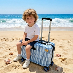 <span class=keywords><strong>Valise</strong></span> à roulettes pour enfants, bagage cabine ABS, <span class=keywords><strong>valise</strong></span> de voyage personnalisée pour enfant 18'', sac de voyage pliable avec pédales, <span class=keywords><strong>valise</strong></span> légère en PC, OEM - Product Image 1