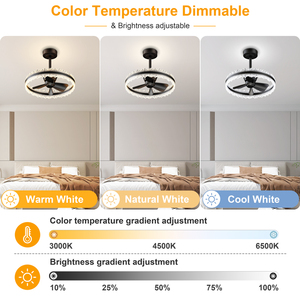 19.7'' Black Crystal Ceiling Fan <b>Light</b> APP & Remote Reversible 6‑Speed Silent 3000K‑6500K Dimmable Memory <b>Timer</b> for Bedroom - Product Image 2