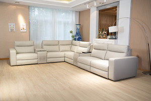Divano Angolare Moderno di Lusso in Pelle con Recliner, Set di Mobili per <span class=keywords><strong>Soggiorno</strong></span> - Product Image 2