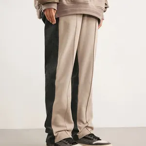 High Quality Custom Side Splice Sweatpants French Terry Fleece Flared Joggers Wide Leg Men Patchwork Pants