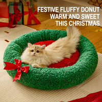 Lit-caverne pour chat de Noël, doux et moelleux, écologique, sac de couchage portable pour l'hiver, pour petits chats et chiens