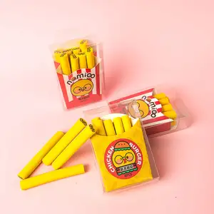 Soododo XDDU-54 custom extruded Shaped Puzzle Rubber Eraser Pencil Tpr Colorful Fries Smiling Face Eraser