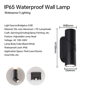 Applique murale LED extérieure étanche IP65, éclairage mural haut et bas, pour <span class=keywords><strong>extérieur</strong></span>, maison, éclairage moderne avec interrupteur - Product Image 3