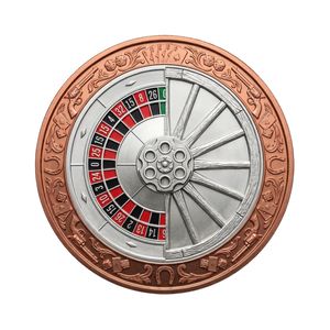 Moneta da 1 oz in rame puro, a tema Casinò, Ruota della Roulette, Ruota della Stagecoach, Cilindro del Revolver, Souvenir di gioco d'azzardo, Moneta commemorativa - Product Image 1