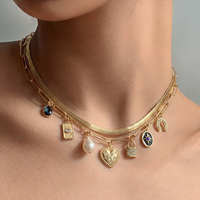 Collier superposé personnalisé pour femme, chaîne serpent dorée, pendentif cœur, breloque étoile colorée, bijoux de mode OEM ODM