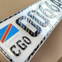 Drapeau national en aluminium gaufré standard CGO pour appels d'offres gouvernementaux Congo Afrique du Sud, plaque d'immatriculation avec filigrane gaufré