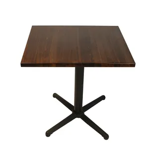 Mesa de café de madeira de faia maciça com borda preta de cor nogueira, móveis de restaurante colados