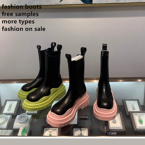 Nuovi arrivi gratuiti in vera pelle nuovi arrivi personalizzati PU suole spesse stivali da pioggia impermeabili <span class=keywords><strong>gialli</strong></span> da <span class=keywords><strong>donna</strong></span> - Product Image 3