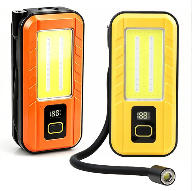Dual Version Magnetic LED Work Light 360 Bendable Tube COB White Strobe Digital Display Portable Workshop Inspection Lamp
