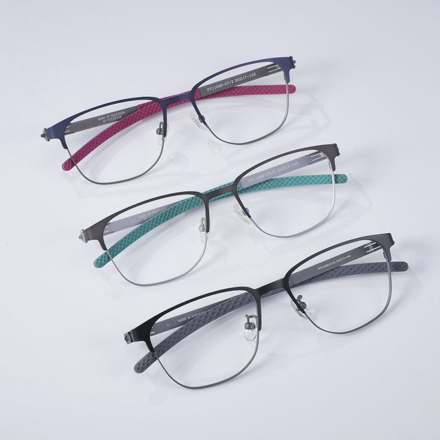 High End Titanium Anti-Blue Light Square Semi-Rimless Eyewear Frames Flexible Lightweight Durable Prescription Glasses for