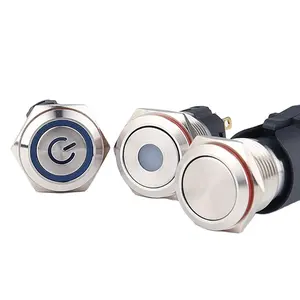 16mm Ring glow LED illumination / IP67/1NO1NC 5Pin momentary led push button switch With Self-locking