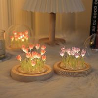 Lampe de nuit en forme de tulipe faite à la main, lampe à fleurs, bricolage, lumières mignonnes pour la décoration de chevet, décoration de la maison, cadeau exquis