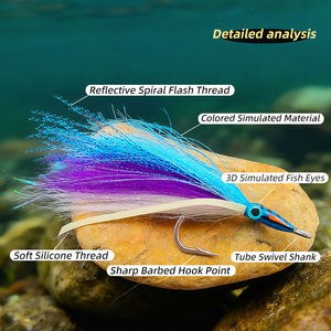 6/0 #   Señuelo de Pesca con Mosca Tarpon Streamers para Lubina/Tarpon/Chubasquero/Trevally <span class=keywords><strong>Gigante</strong></span>, Pesca con Mosca con Anzuelos de Acero Inoxidable - Product Image 3