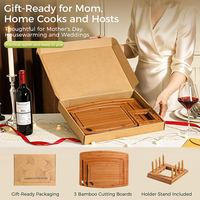 Ensemble de planches à découper en bambou avec support de rangement, fabriqué en Chine, marque privée, planche à découper pour la cuisine, le service, le barbecue, les pique-niques en plein air