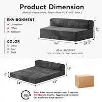 Fournisseur Vérifié Canapé-lit Pliable 3-en-1 en Mousse à Mémoire de Forme Compressée, Résistance 500 LBS, Retour à l'État d'Équilibre en 48H, Largeur 54 Pouces, pour Chambre à Coucher