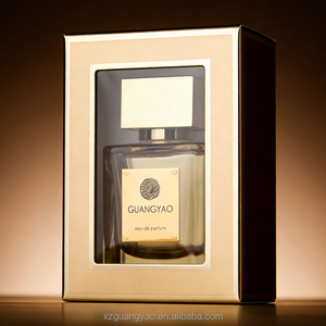 Flacon de parfum en verre transparent personnalisé de <span class=keywords><strong>luxe</strong></span>, brun <span class=keywords><strong>champagne</strong></span>, 30 ml, 50 ml, avec couvercle carré doré et emballage cadeau - Product Image 4