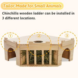 Cama para Gatos Portátil de Madera Natural, Jaula para Mascotas para Cobayas y Chinchillas con Ventana de Observación, Plataforma con Diseño Transpirable - Product Image 5