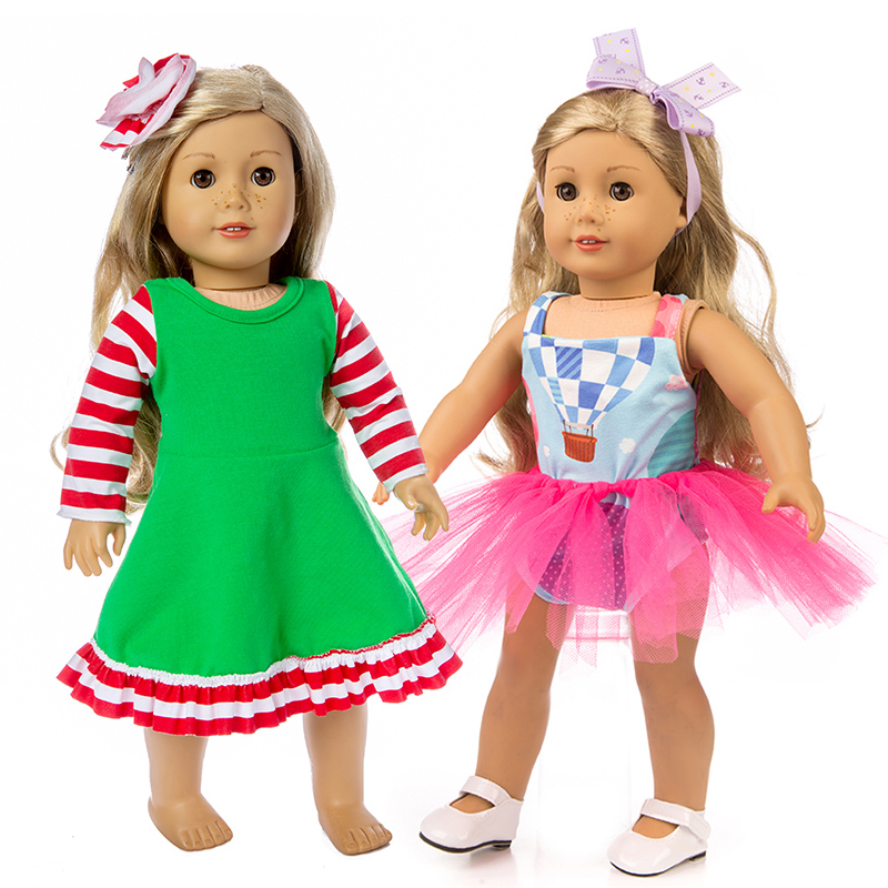 2 вида стилей рождества Одежда для кукол, оптовая торговля кукольная платье-пачка для девочек, детская одежда, кукольная одежда 18 дюймов 45 см для куклы