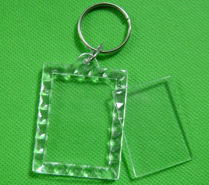Cadeau d'artisanat clair support de cadre Photo porte-clés en plastique <span class=keywords><strong>Double</strong></span> face blanc Transparent acrylique porte-clés - Product Image 4