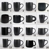 Vente en gros de tasses à thé en porcelaine de 11 oz, 12 oz, 14 oz, 16 oz, logo de marque personnalisé imprimé, tasse à café en céramique noire mate pour cadeau promotionnel