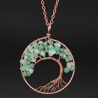 Colliers, Accessoires, Collier Pendentif Arbre de Vie en Pierre Naturelle Améthyste, Bijoux Tendance 2026
