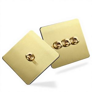 Saklar Lampu Dinding Vintage Tuas Panel Baja Tahan Karat <span class=keywords><strong>1</strong></span>-4 <span class=keywords><strong>Gang</strong></span> 2 Arah Emas Saklar Kontrol Tunggal Smart Life 250V EU USB - Product Image 6