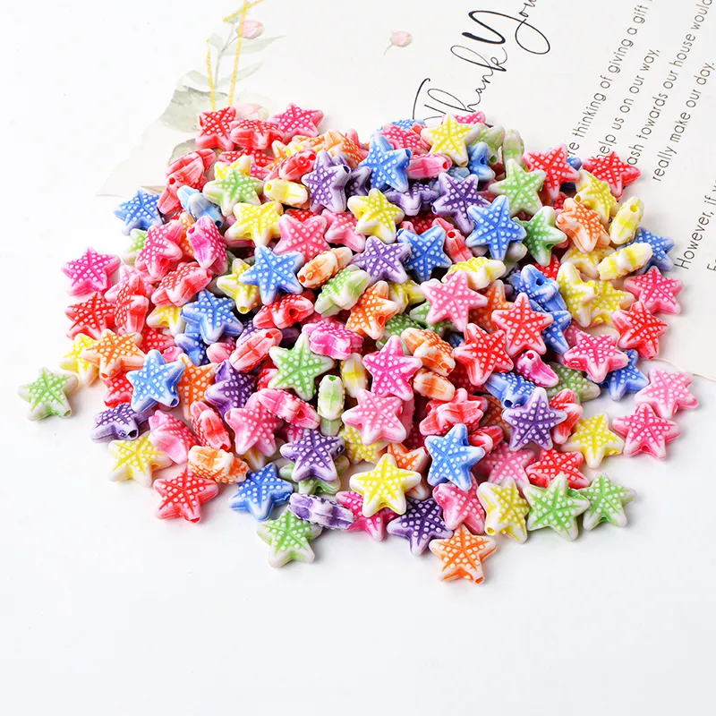 Hot Sale 1500pcs Acrylic Loose Starfish Beads Handmade String Diy Beads Girls Beaded Necklace