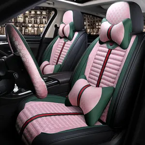 branded designer Car Seat Covers For Sedan SUV Durable Leather+ flax Universal Full Set Five Seat fit for camry civic corolla