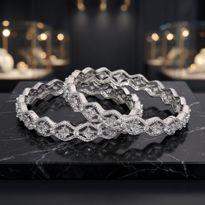 Bracelets classiques de luxe de haute qualité en CZ avec placage en rhodium, argent, lot de 2, sans nickel ni plomb, bijoux pour femmes - Product Image 2