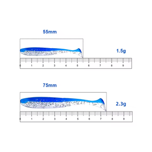 Señuelo Blando Bicolor con Cola en T <span class=keywords><strong>Shark</strong></span> Man DR03A 5.5CM/7CM con Anzuelos de Pesca de Fondo de Plástico, Atrae Salmón, Carpa y Pez Mandarín - Product Image 4