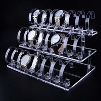 Überlegene 3-Schicht Acryl Uhr Display Zeige Regal 24-Uhr Halter Schmuck Schaufenster Armband Rack