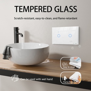 Interruptores táctiles WIFI serie US Wall Smart Light 2 Gang interruptores retroiluminación LED azul Sensor de cristal pantalla Tuya APP interruptores americanos - Product Image 6