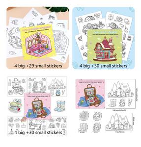 Feuille de stickers à colorier pour enfants, plus de 30 personnages d'animaux mignons, designs faciles et simples, à dessiner - Product Image 6