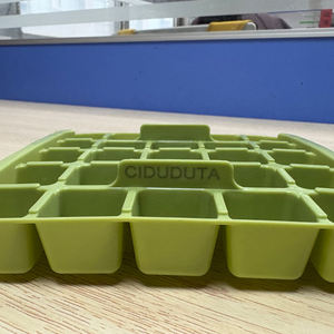 Molde para cubitos de hielo Ciduduta Summer, caja de almacenamiento de hielo tipo prensa con gran capacidad, para uso doméstico con tapa y liberación de hielo con un solo botón. - Product Image 4