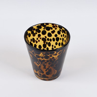 Verre à boire vintage en verre ambré imprimé léopard couleur écaille de tortue |   Base épaisse en borosilicate 201-300ml, fabriquée à la main, sans danger pour les aliments