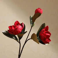 Bunga Magnolia Buatan Sevenstar Beautiful 3 Head Real Touch Grosir untuk Dekorasi Centerpiece Meja Pernikahan
