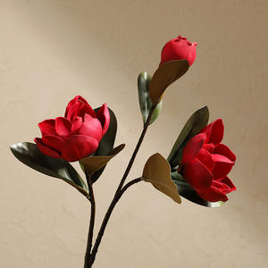 七星美奂3头玉兰真品触摸批发玉兰人造花用于婚礼餐桌中心装饰 - Product Image 6