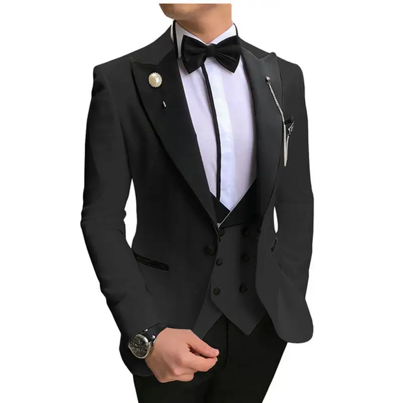 Manteau d'affaires décontracté pantalon robe formelle personnalisée pour hommes 3 pièces costumes de mariage de gentleman ensemble mince pour hommes costumes pour hommes respirants