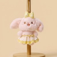 En gros, Mini porte-clés lapin en peluche à longues oreilles avec tablier à carreaux et robe en dentelle, Mascotte en peluche personnalisée pour cadeau