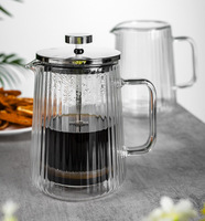 Cafetière à piston en verre borosilicate à double paroi, écologique, 350 ml (12 oz), résistante à la chaleur, avec piston en acier inoxydable