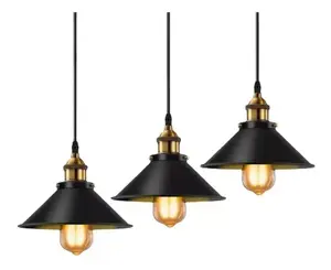 โคมไฟเพดานสไตล์อุตสาหกรรมแบบย้อนยุคสีดำโคมไฟแขวนเพดานสำหรับร้านอาหารบาร์โลหะโคมไฟแขวนสร้างบรรยากาศ - Product Image 1